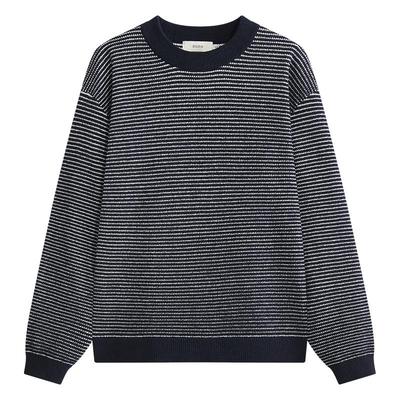 【显瘦穿搭】ZIOZIA通勤男装25秋双色条纹圆领微阔毛衣ZERE3628