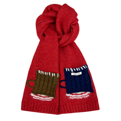 新年圣诞礼物红色针织围巾女冬季