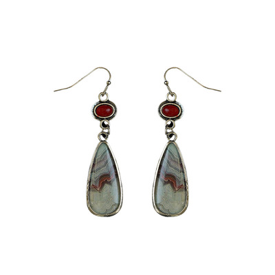 古着复古银Ruby耳环