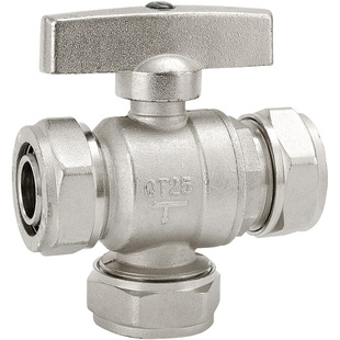 全铜铝塑管三通球阀1620/2025加厚活接热水器水管一分二开关配件