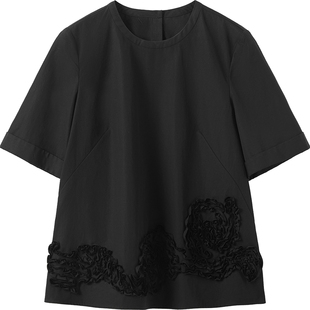 播商场同款优雅花式衬衫女秋新款通勤气质短袖白衬衫BDS3HD4664