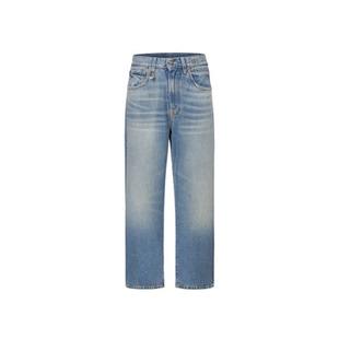 【季末甄选】R13 X-BF 中腰直筒复古做旧靛蓝水洗牛仔裤