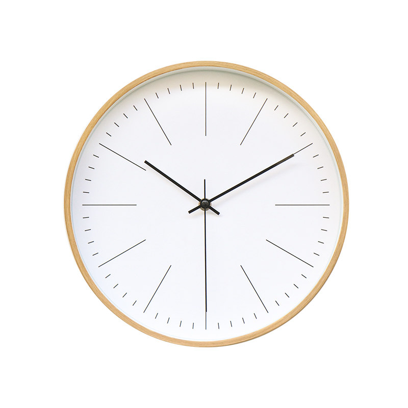 钟表挂钟客厅木纹复古  创意现代时尚简约静音电池家用石英钟挂墙