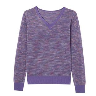 恒源祥中年妈妈洋气花线V领毛衣女春秋新款针织衫宽松打底上衣T恤