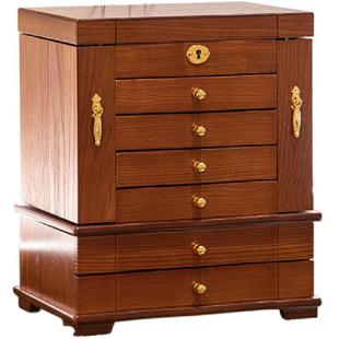 实木首饰收纳盒高档精致木质多层大容量项链手饰品柜带锁珠宝盒