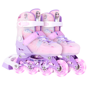 迪士尼轮滑鞋儿童全套装初学者旱冰滑冰鞋女孩男孩正品溜冰鞋女童