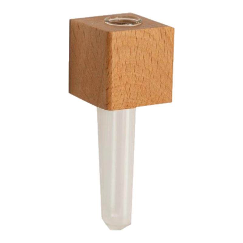 可养花实木插花器磁吸冰箱贴胡桃色可养花创意装饰试管小花瓶无痕