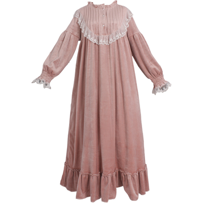 冬古董裙可爱双面丝绒条纹连衣裙