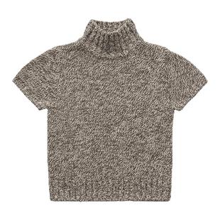 【现货】GROVE EDGE八奶高领套头羊毛针织衫短袖纯色修身显瘦毛衣