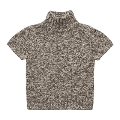 【现货】GROVE EDGE八奶高领套头羊毛针织衫短袖纯色修身显瘦毛衣