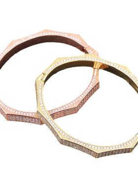 欧美爆款多边形锆石珠宝手镯情侣