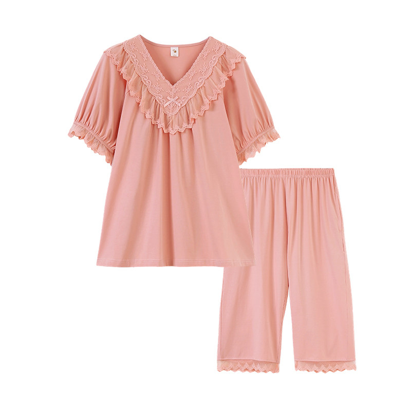 金黛儿睡衣女夏季短袖纯棉家居服