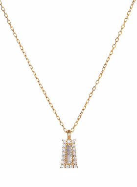 透莎梯形满钻925纯银项链女