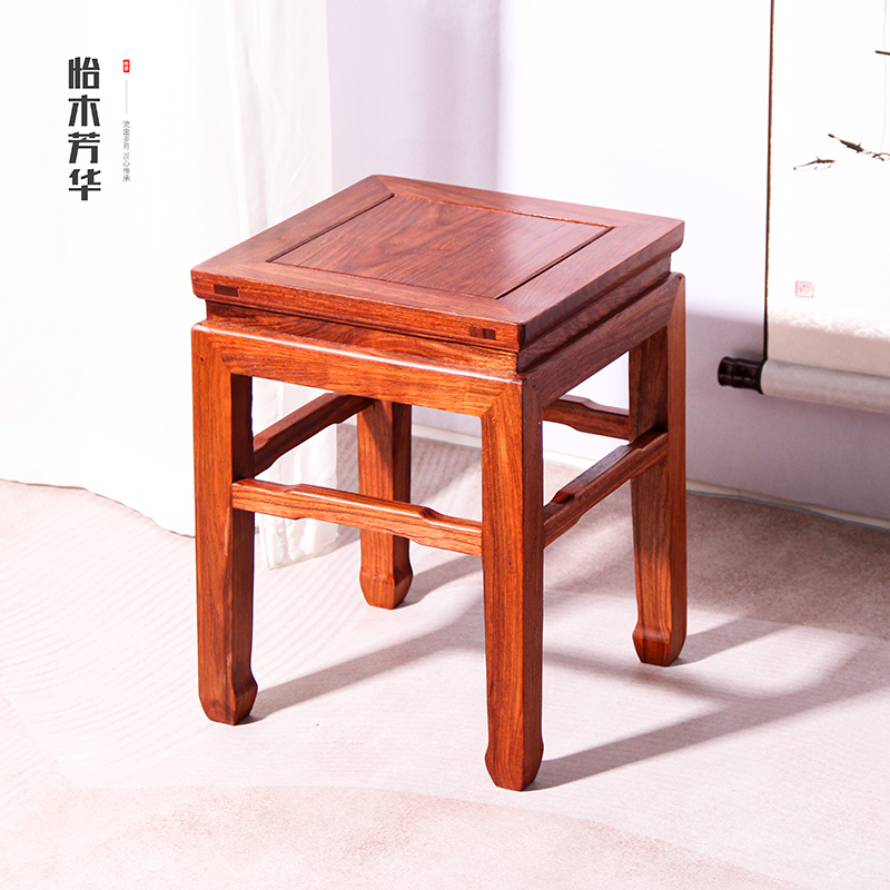 红木家具花梨方凳实木刺猬紫檀原木板凳中式换鞋凳沙发凳鼓凳矮凳
