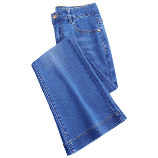 夏季薄款高腰微喇九分牛仔裤女2025小个子显瘦喇叭裤显高九分裤子