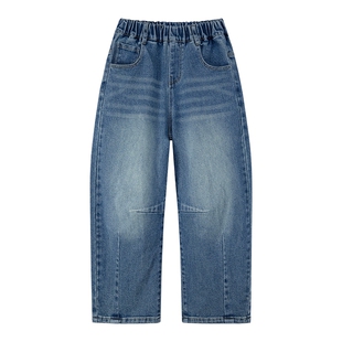 左西童装男童牛仔裤春秋款防褪色2026新款儿童春装长裤中大童裤子