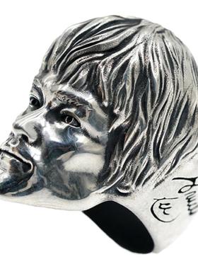 渡鸦专属手工纯银李小龙男士戒指