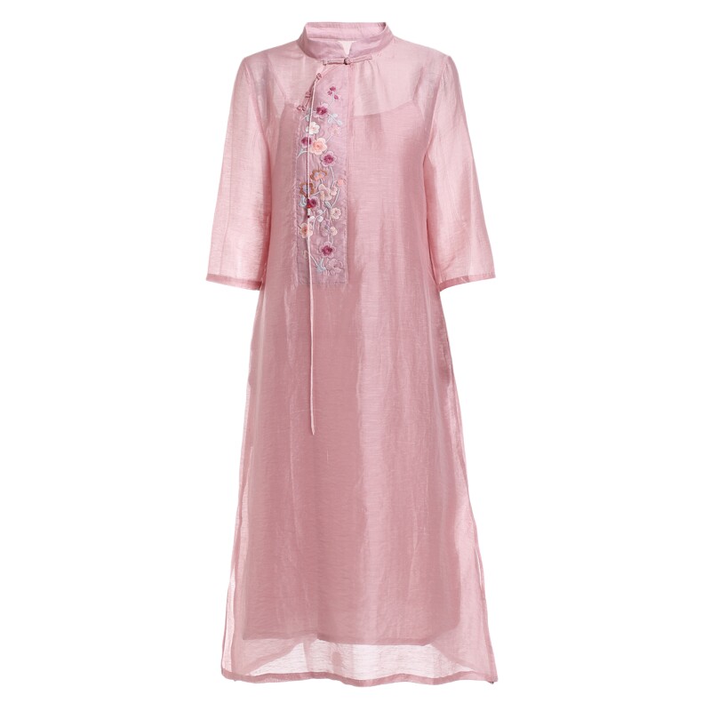 莎韵诗刺绣连衣裙2021禅意茶服