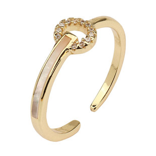 【SIYUE】法式高级感轻奢小众设计贝壳平安扣交错镶钻戒指女时尚