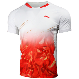 李宁秋冬羽毛球服套装女短袖男运动队服透气比赛团购品牌印字图案