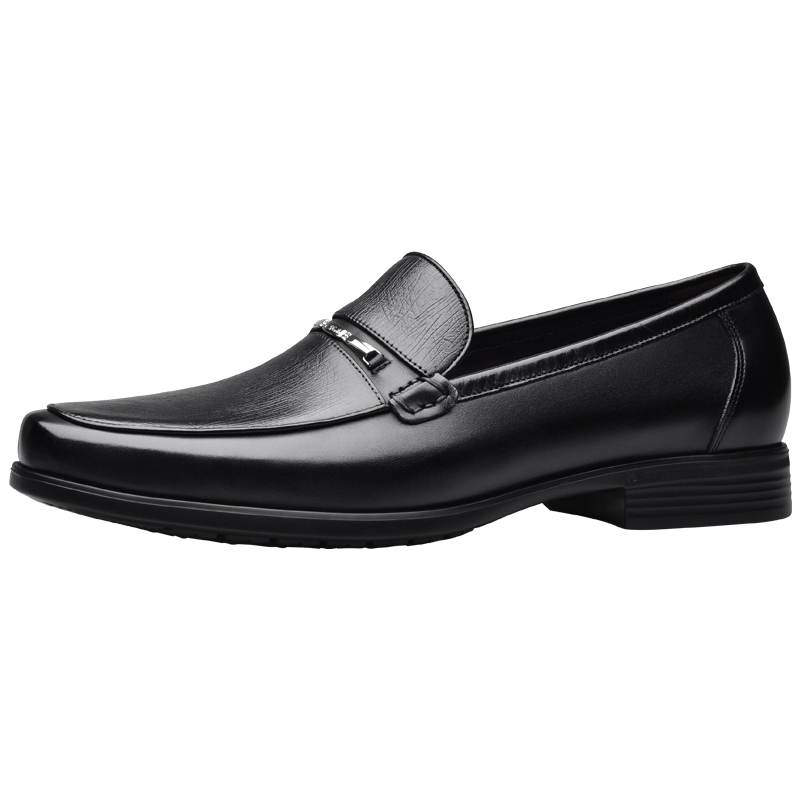 宾度男鞋秋冬季男士商务皮鞋男真皮软面胎牛皮爸爸鞋 套脚乐福鞋