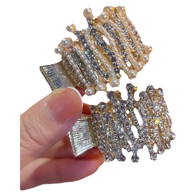 高马尾抓夹珍珠水钻发夹头饰