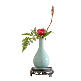 汝山明微景小花瓶汝窑经典迷你花瓶小摆件天青色梅瓶玉壶春瓶插花