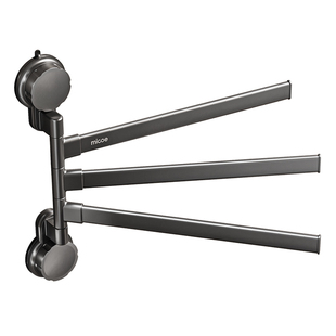 四季沐歌浴室置物架吸盘旋转毛巾架多杆卫生间毛巾杆壁挂厕所浴巾