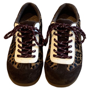 【TFM】复古豹纹马毛德训鞋女冬季加绒休闲阿甘鞋系带拼色运动鞋