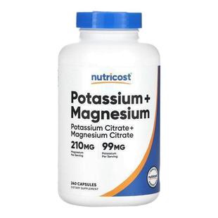 Nutricost钾加镁柠檬酸钾和柠檬酸镁补充膳食骨骼心血帮助