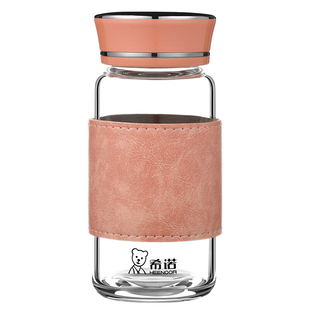 希诺单层玻璃杯加厚镜面杯盖女便携小巧泡茶喝水杯子XN-9079 9361