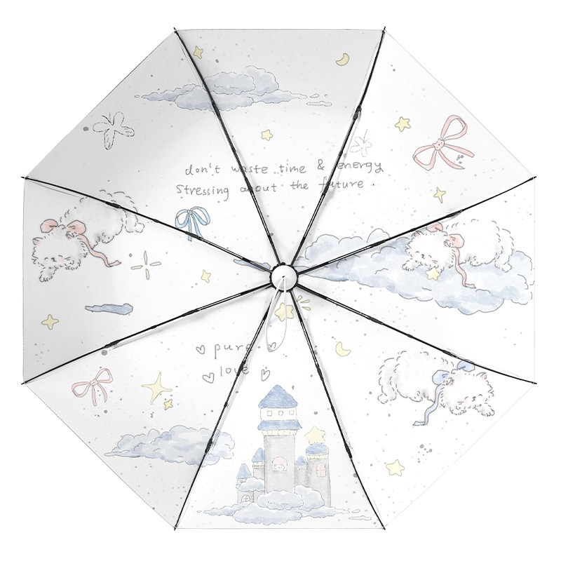 Cikatu西卡图彩胶晴雨两用太阳伞防晒防紫外线学生可爱卡通遮阳伞