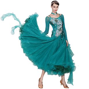 以琳飞儿 高级定制奥钻系列摩登舞裙连衣裙S7033国标舞服装比赛服