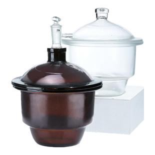 湘玻实验室玻璃真空干燥器干燥皿透明棕色真空带陶瓷内衬板210mm