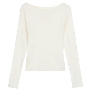 NEVA HU内搭新宠 一字船领长袖针织衫女秋冬修身时髦感打底衫上衣