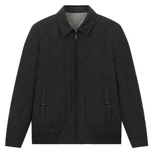 百斯盾官方男士棉服秋冬季款亲肤透气夹棉保暖菱格易打理修身外套