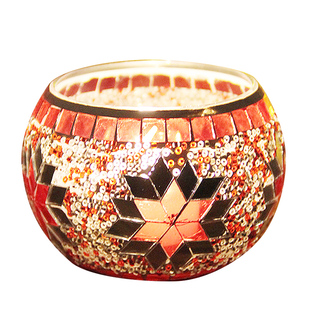 欧式彩色雪花马赛克玻璃烛台浪漫烛光晚餐酒吧餐厅装饰摆设送蜡烛