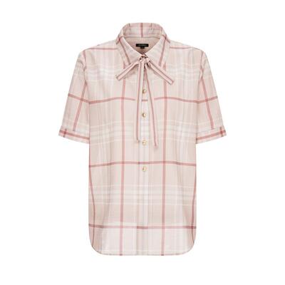 Scofield女装轻薄格纹系带衬衫廓形衬衣率性翻领夏季