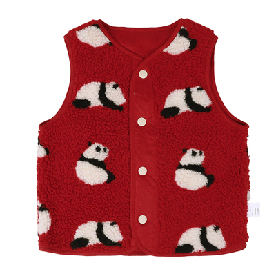 男童马甲儿童摇粒绒加厚背心2025新款a类坎肩中小童上衣红色马夹