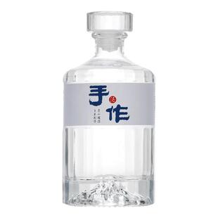 泡酒专用一斤装白酒玻璃酒瓶透明实木塞空酒瓶密封自酿酒瓶子定制