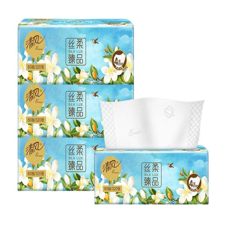 清风丝柔臻品4层320张大包抽纸
