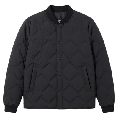 雪中飞菱形格棒球领羽绒服内胆潮