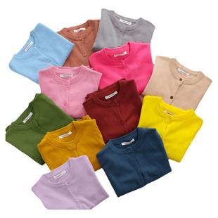 亲子儿童纯色开衫外套纯棉毛衣2025春款文艺针织衫男女童韩版洋气