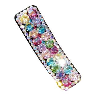 米龙原创轻奢简约闪烁水晶满钻皮料长方碎发刘海掰掰夹BB夹发饰