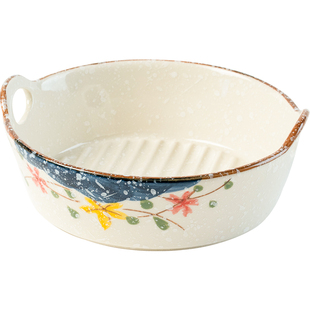 日式空气炸锅专用碗陶瓷家用双耳烤碗烤箱防烫耐高温高颜值沙拉碗