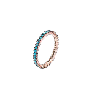 土耳其仿绿松石戒指镀18K玫瑰金女镶嵌小众设计时尚高颜值复古