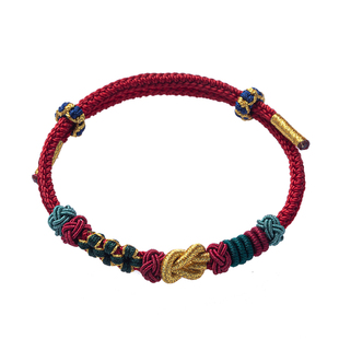 本命年配饰红绳穿龙舟吊坠转运珠黄金半成品DIY红手绳女好运手链