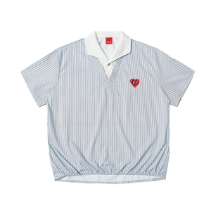 查尔斯桃心学院风假两件POLO衫短袖男女款夏季宽松休闲半袖上衣服