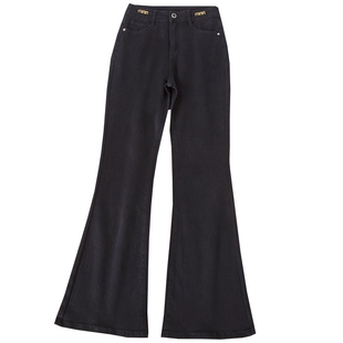 原创黑色喇叭裤女2026春季新款爆款高腰秋冬加绒加长微喇牛仔裤子