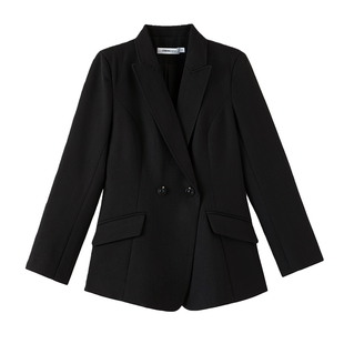 晚白2026年春新款翻驳领面试公考西装收腰显身材气质通勤外套女